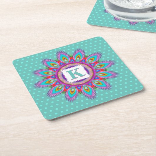 Papier onderzetter psychedelische aangepaste initi (Schuin)