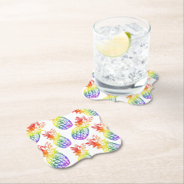 Papier Onderzetter regenboog ananas