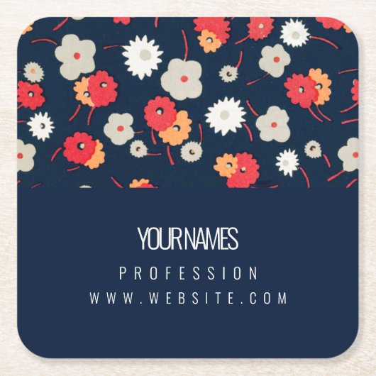 PAPIER ONDERZETTER VISITEKAARTJE: BLOSSOM WOODCUT (Voorkant)