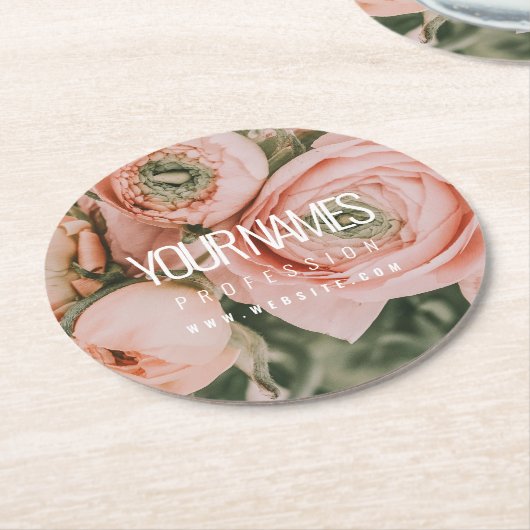 PAPIER ONDERZETTER VISITEKAARTJE : PEONIES (Gebogen)