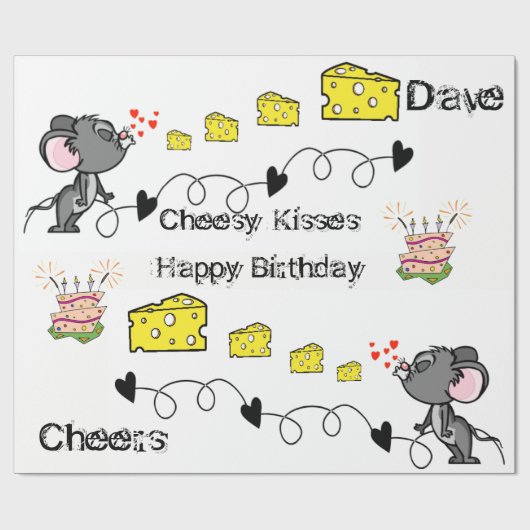 Papier op kaasmakerij Kisses Happy Birthday (Vlak)