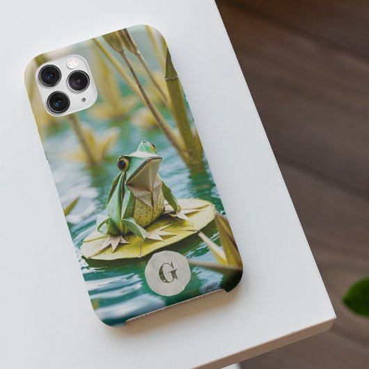 Papier Origami Kikker Lily Pad Vijver Monogram Case-Mate iPhone Case