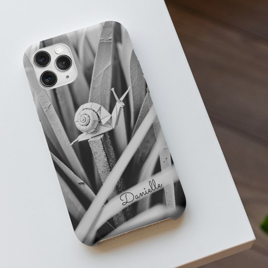 Papier Origami Slak in het gras Monogram Case-Mate iPhone Case