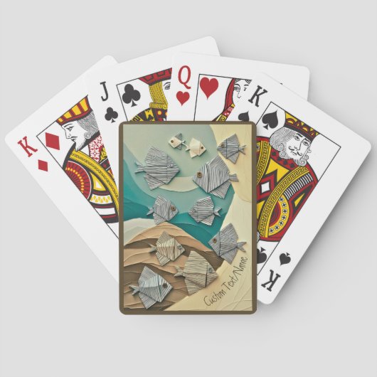 Papier Origami Vis in het Zee Custom Name Pokerkaarten (Achterkant)