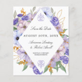 PAPIER Paarse Floral sparen de Kaart van de Datum (Voorkant)