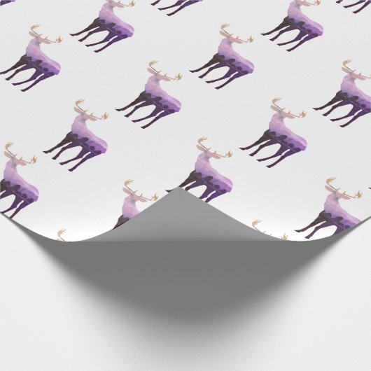 Papier-Paarse Toon Deer/Elk Cadeaupapier (Hoek)