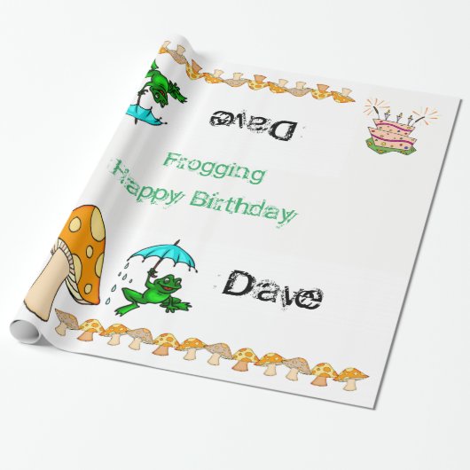 Papier pakken Vergrijpend paddenstoel Happy Birthd (Uitgerold)