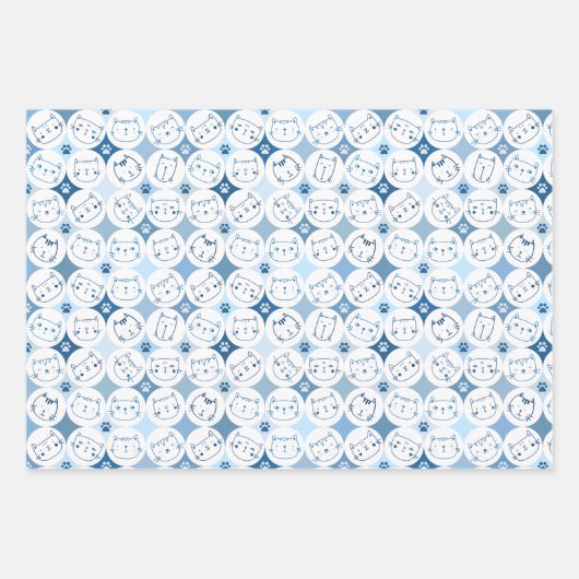 Papier pakpapier set van 3 vellen met kattengezich (Voorkant 2)