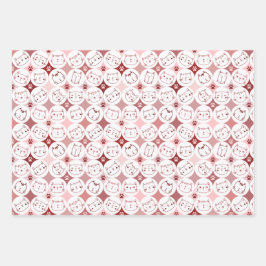 Papier pakpapier set van 3 vellen met kattengezich