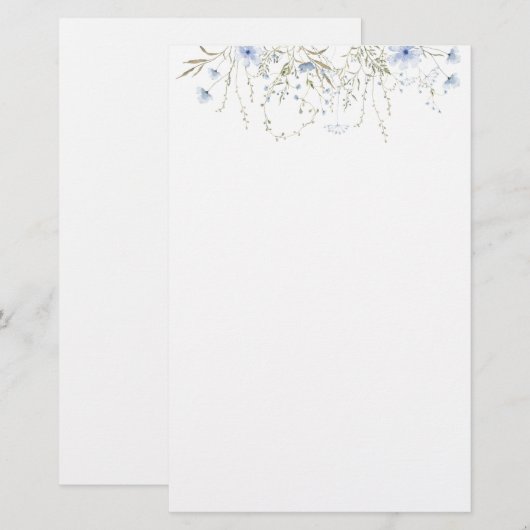 Papier papier-blauwe bloemen (Voorkant / Achterkant)