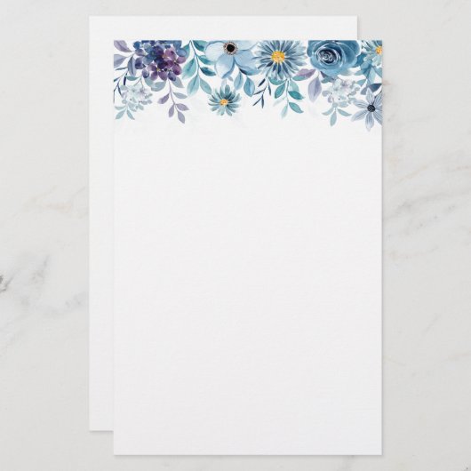 Papier papier-blauwe bloemen (Voorkant / Achterkant)