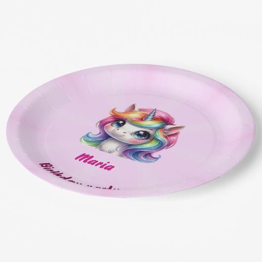 Papier & Party Borden schattige eenhoorn Papieren Bordje (Gekanteld)
