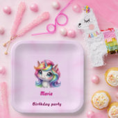 Papier & Party Borden schattige eenhoorn Papieren Bordje (Feest)