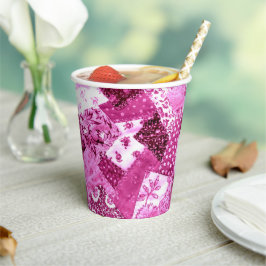 Papier Party Cups Quilt Roze Wit Bloemen Papieren Bekers