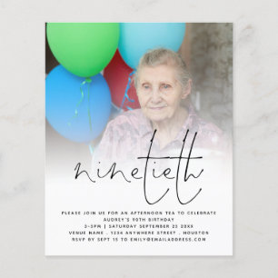 PAPIER   Photo Overlay Script 90th Birthday Invite Flyer