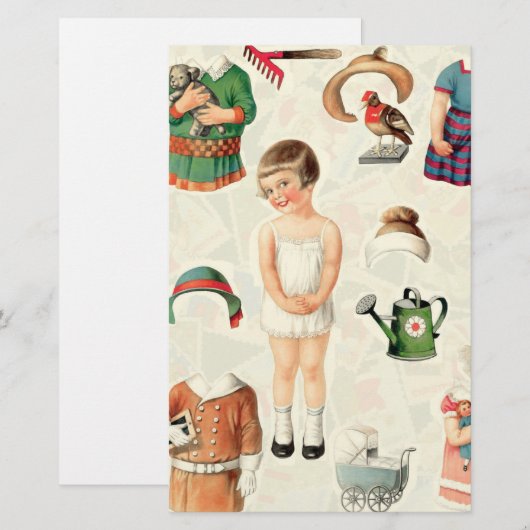  papier poppen briefpapier (Voorkant / Achterkant)