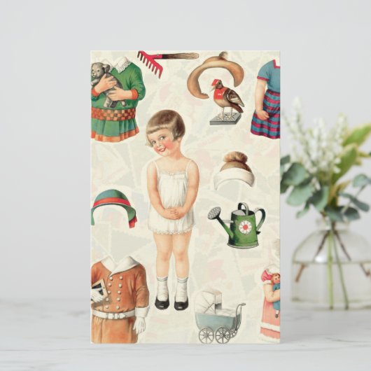 papier poppen briefpapier (Staand voorkant)