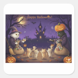 Papier&Pukku prettige Halloween! Vierkante Sticker