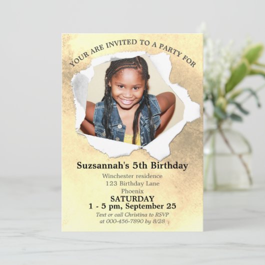 Papier Punch Shape Custom Foto Waterverf Sjabloon Kaart (Staand voorkant)