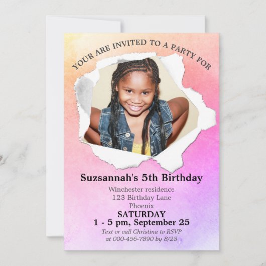 Papier Punch Shape Custom Foto Waterverf Sjabloon Kaart (Voorkant)