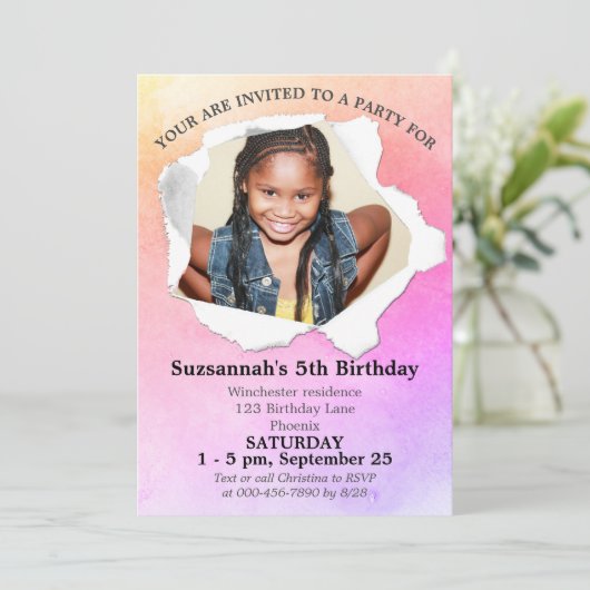 Papier Punch Shape Custom Foto Waterverf Sjabloon Kaart (Staand voorkant)