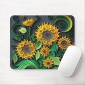 Papier Quill Zonnebloemen Muismat (Met muis)