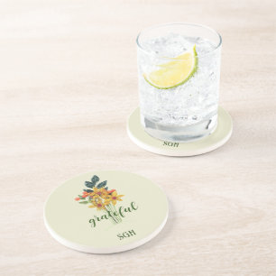 Papier Quilled Bloemen Grateful Ronde Zandsteen Onderzetter