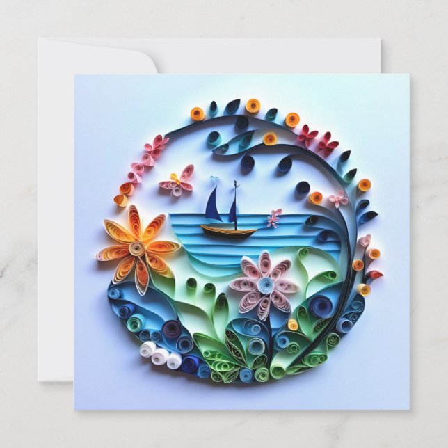 Papier Quilled Craft Flat Notecard (Voorkant)