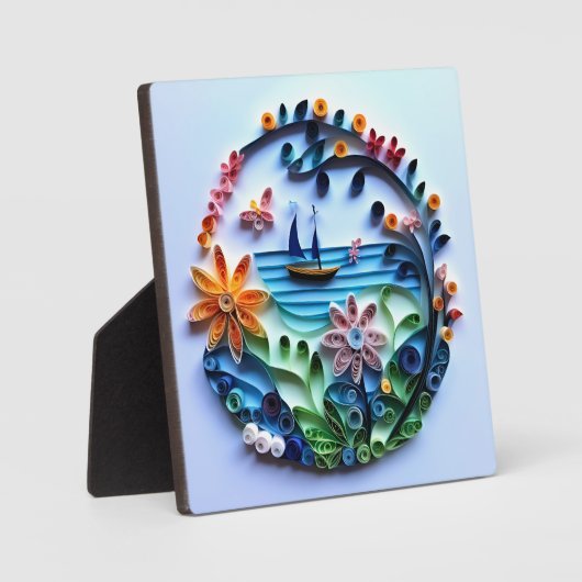 Papier Quilled Craft Tafelblad Plaque w / Ezel Fotoplaat (Voorkant)