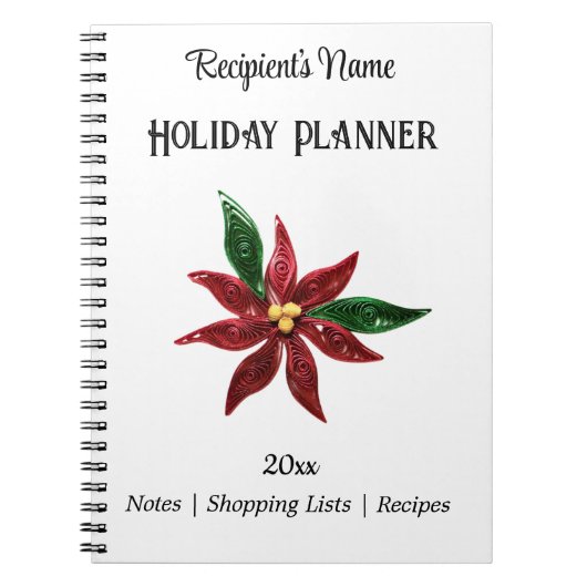 Papier Quilled Poinsettia Vakantieplanner Notitieboek (Voorkant)