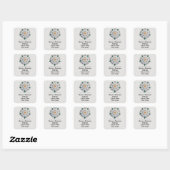 Papier Quilled Yorkshire White Rose 4-lijn adres Vierkante Sticker (Vel)