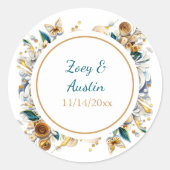 Papier Quilling Bloemen Elegant Persoonlijk Ronde Sticker (Voorkant)