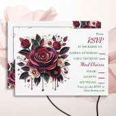 Papier Quilling Bourgondische Rozen en Parels RSVP Kaart