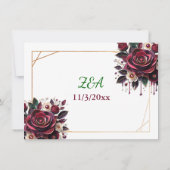 Papier Quilling Bourgondische Rozen en Parels RSVP Kaart (Achterkant)