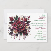 Papier Quilling Bourgondische Rozen en Parels RSVP Kaart (Voorkant)