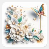 Papier Quilling Flowers Elegant Vierkante Sticker (Voorkant)