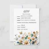 Papier Quilling Flowers Wedding RSVP & Maaltijd Kaart (Voorkant)