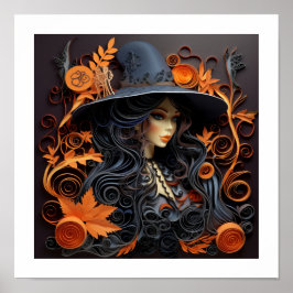 Papier Quilling Halloween heksenkunst print