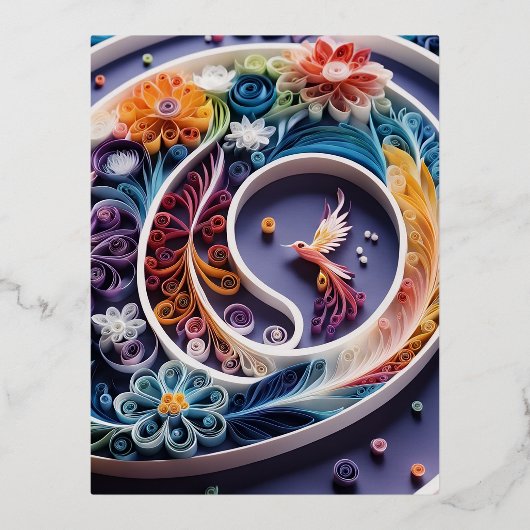 Papier quilling kunst is een etherische vorm van f folie feestdagen briefkaart (Voorkant)