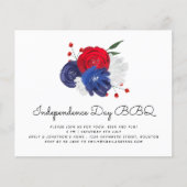 PAPIER | Red White Blue Florals 4 juli BBQ Uitnodi Flyer (Voorkant)
