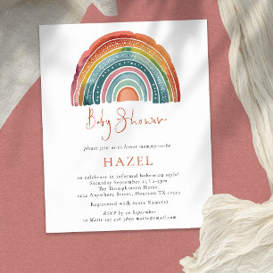 PAPIER   Retro Boho Rainbow Bohemian Baby shower Flyer
