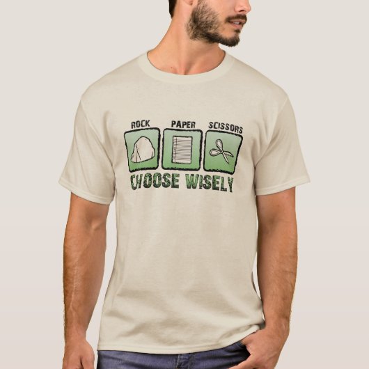 Papier - Rock - Scissors; kies Wisely T-shirt (Voorkant)