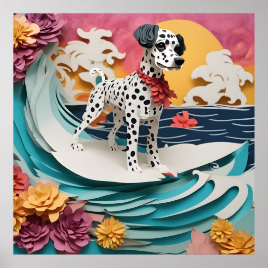 Papier Rococo Dalmatische Surfpastel Kleuren Poster (Voorkant)