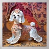 Papier Rococo Maltese pastelkleuren Poster (Voorkant)