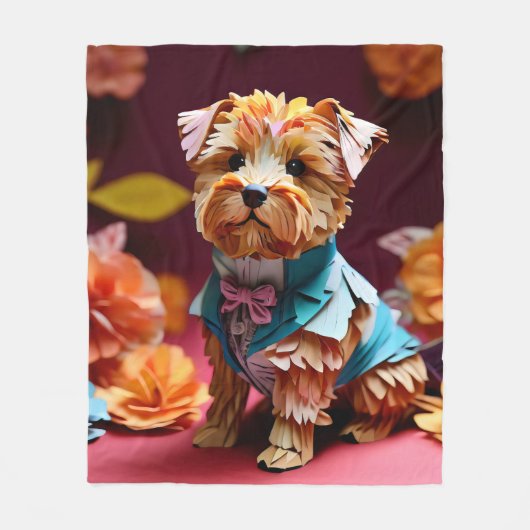 Papier Rococo Norfolk Terrier pastelkleuren Fleece Deken (Voorkant)