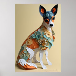 Papier Rococo Speelgoed Fox Terrier pastelkleuren Poster
