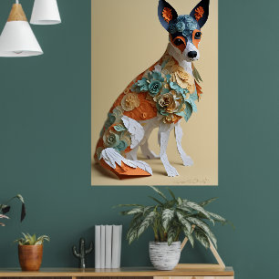 Papier Rococo Speelgoed Fox Terrier pastelkleuren Poster