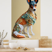 Papier Rococo Speelgoed Fox Terrier pastelkleuren Poster (Keuken)