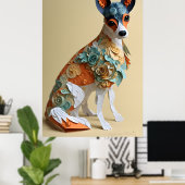 Papier Rococo Speelgoed Fox Terrier pastelkleuren Poster (Thuiskantoor)