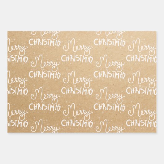  papier rood wit script vrolijk kerstfeest inpakpapier vel (Voorkant 3)